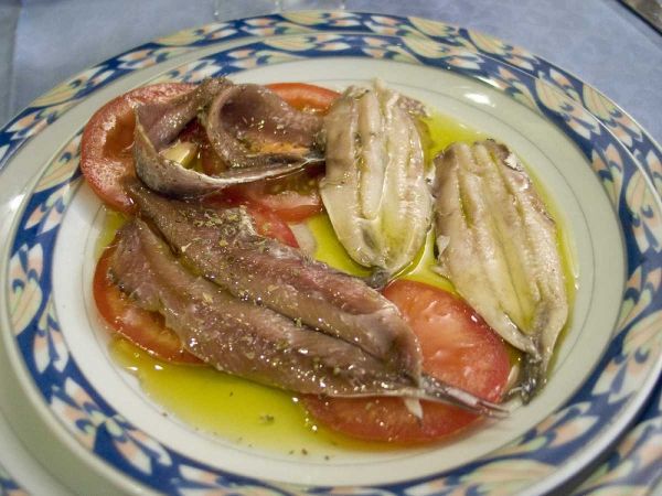 Italy, Camogli Plate of anchovies